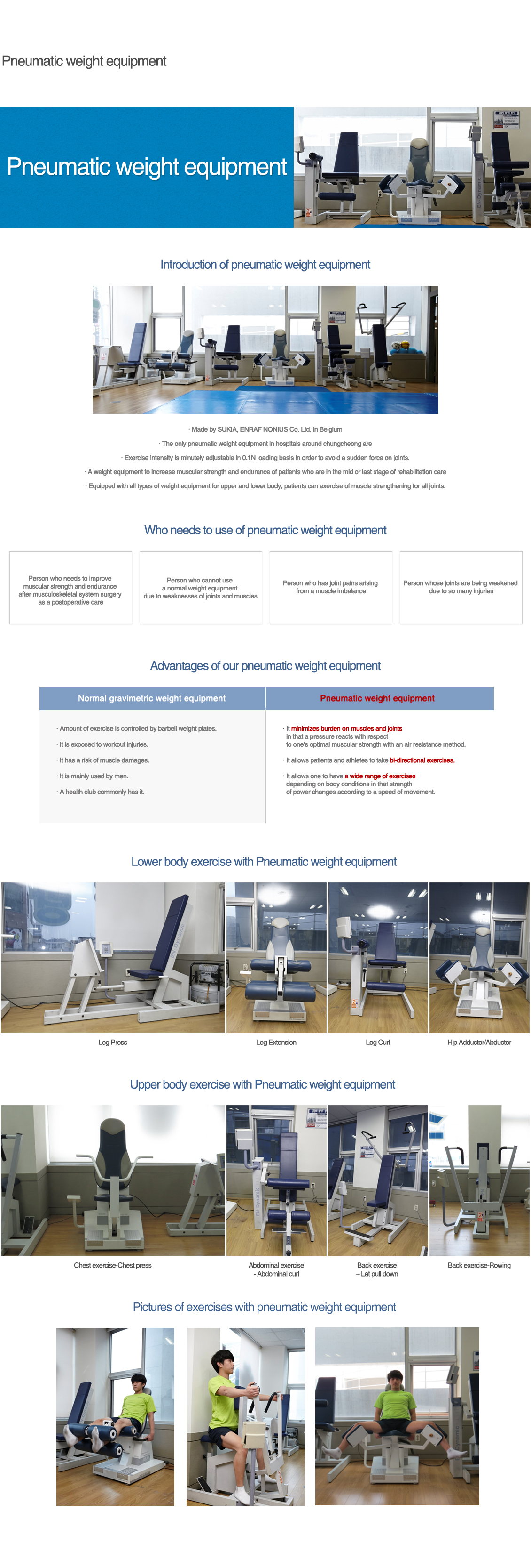 Pneumatic weight equipment