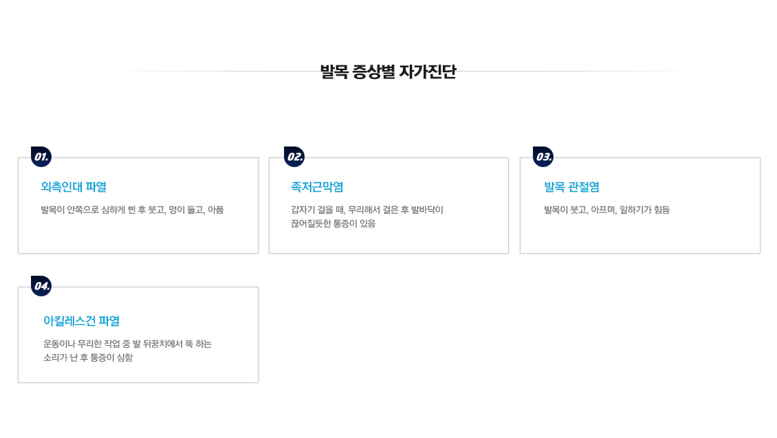 발목 증상별 진단